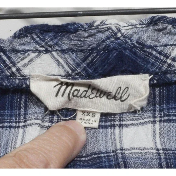 Madewell Blue Plaid 100% Cotton Adjustable Spaghetti Strap Top Sz XXS - Picture 4 of 5
